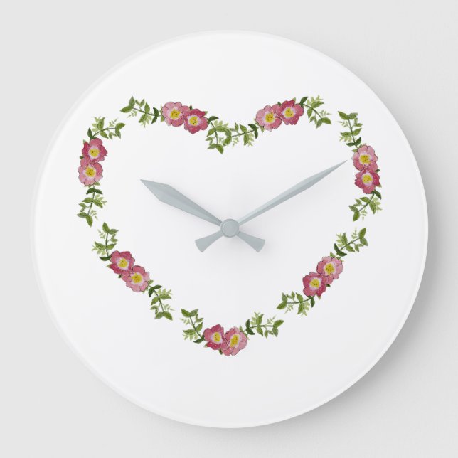Hearts and Flowers Collection Wall Clock (rött) Stor Klocka (Framsida)