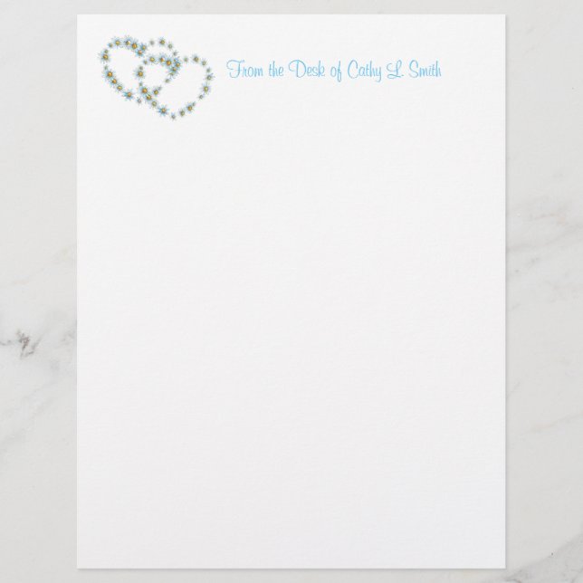 Hearts and Flowers Elegant Letterhead Papper (Framsida)