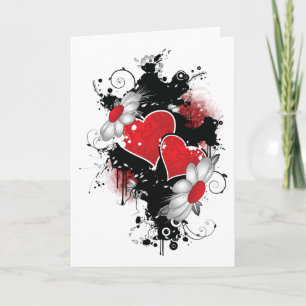 Hearts and Flowers Valentine Card Helgkort