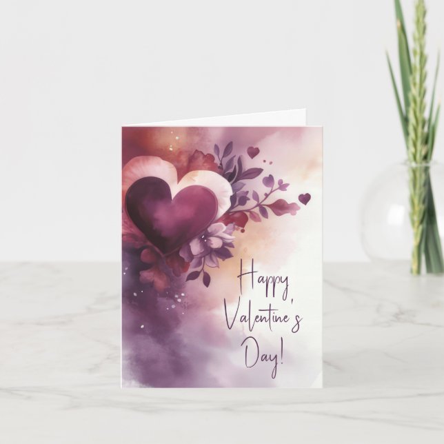 Hearts and Flowers Valentines Hälsning Kort (Framsida)