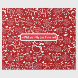 Hearts and Roses Personalizable Wrapping Paper Presentpapper