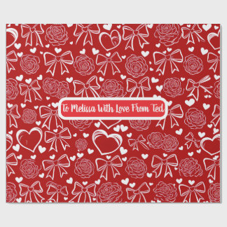 Hearts and Roses Personalizable Wrapping Paper Presentpapper