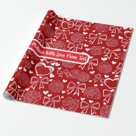Hearts and Roses Personalizable Wrapping Paper Presentpapper