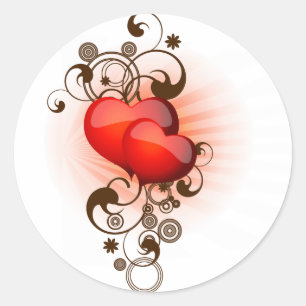 Hearts and Swirls Runt Klistermärke