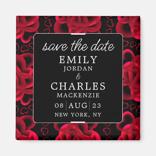 Hearts Aully Elegant bröllop Magnet (Framsidan)