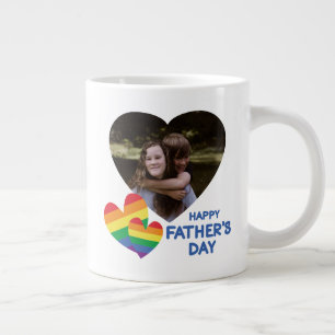 Hearts av HBT-regnbåge Fars dag Jumbo Mugg