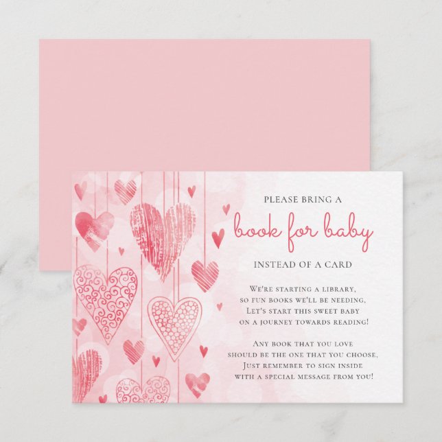 Hearts Baby Shower Bok för Baby djurutrymme Tilläggskort (Fram/baksida)