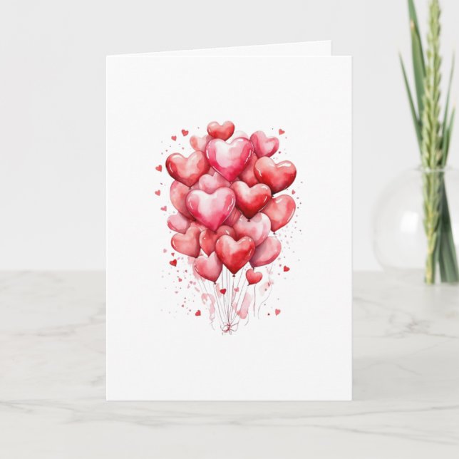Hearts Balloon Romantic Love  Kort (Framsida)