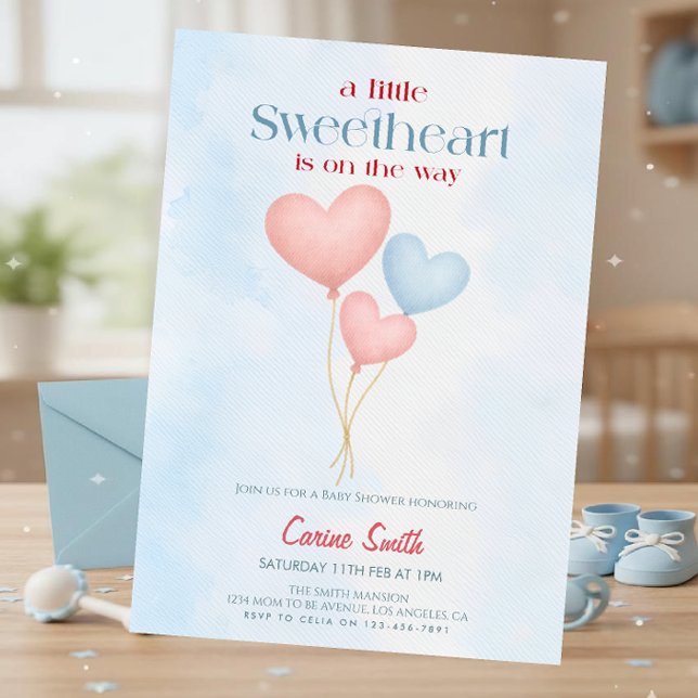 Hearts balloons  Baby Shower  Invitation Inbjudningar (Skapare uppladdad)