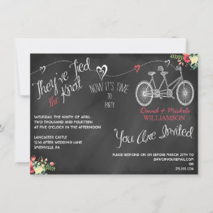Hearts & Bicycle Chalkboard Post Wedding bjudande Inbjudningar