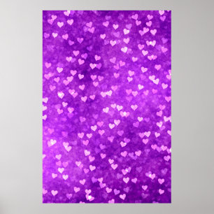 Hearts bokeh ljus former lila poster