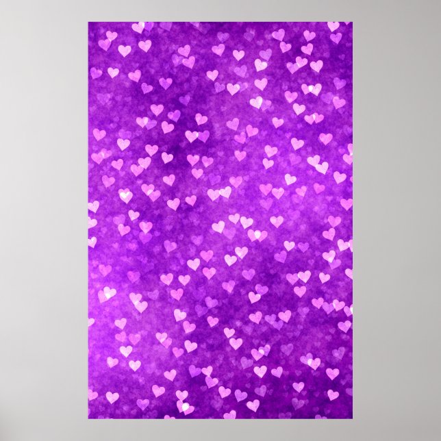 Hearts bokeh ljus former lila poster (Framsidan)