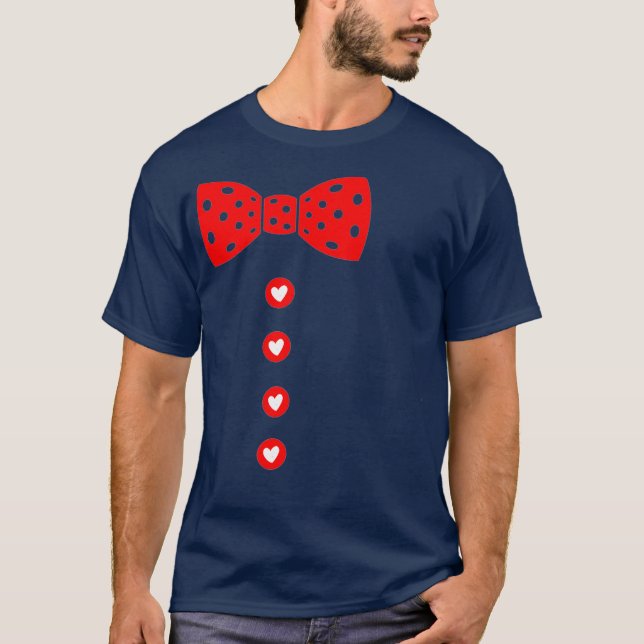 Hearts Bow Tie Suspenders Valentines day T Shirt (Framsida)