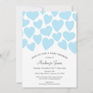 Hearts Boy Shower-inbjudan Blue Whimsical Inbjudningar