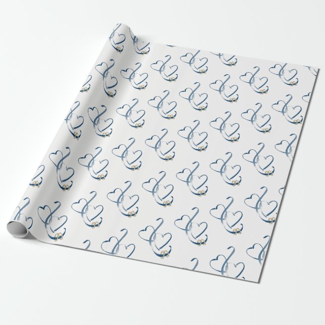 "Hearts & Bröllop Ringar" Presentpapper (Utrullad)
