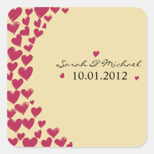 Hearts - Bröllop Sticker-5 Fyrkantigt Klistermärke