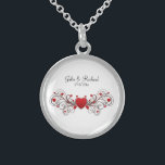Hearts Bröllopsfest Gift Sterling Silver Halsband<br><div class="desc">Söt memento för din bröllopsfest omfattar namn och datum</div>