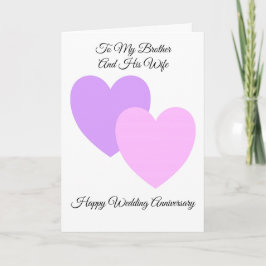 Hearts Brother And Wife Personalised Anniversary Kort