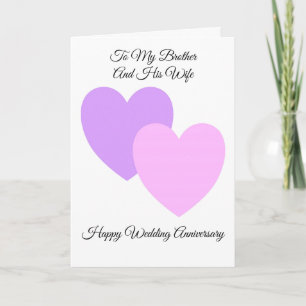Hearts Brother And Wife Personalised Anniversary Kort