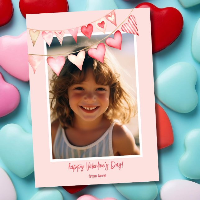 Hearts bunting Valentines dagfoto Julkort (Skapare uppladdad)