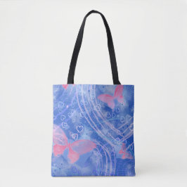 Hearts & Butterfly - All Over Print Tote Tygkasse