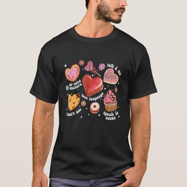 Hearts Candy Tal Language Patholog SLP Valen T Shirt (Framsida)