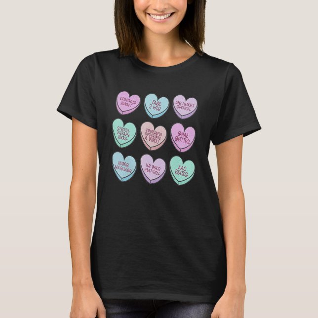 Hearts Candy Tal Language Patholog SLP Valen T Shirt (Framsida)