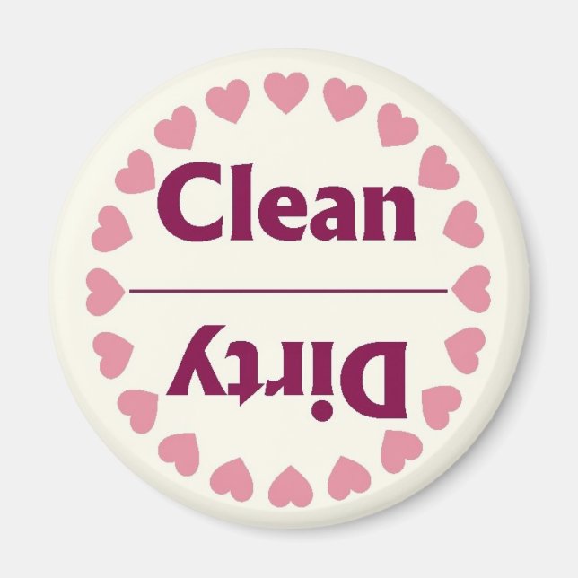 Hearts Clean Dirty Dishwasher Magnet (Framsidan)