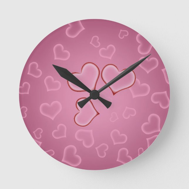 Hearts Clock Rund Klocka (Framsida)