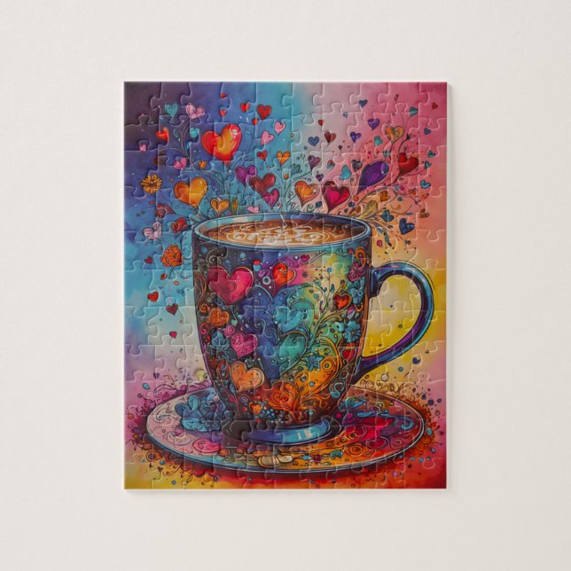 Hearts Coffee Mugg Puzzle Pussel (Vertikal)