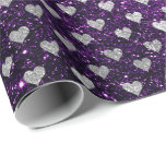 Hearts Confetti Silver Grått Glitter Lila Plum Presentpapper<br><div class="desc">Minimalism och elegance Glam och Chic Delikat Wrapping Papper</div>