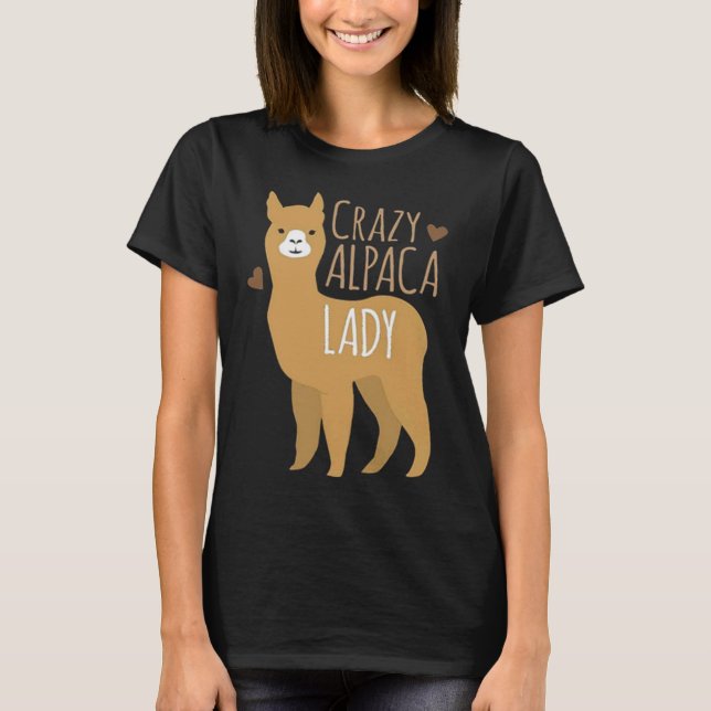 Hearts Crazy Alpaca Dam Funny Cute Animal Älskare T Shirt (Framsida)