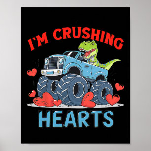Hearts Crusher Monster Truck Krossar Ett Rött Hjär Poster