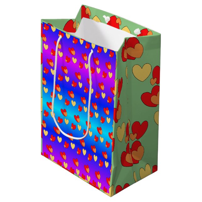 Hearts Cust. BG Färg Gift Bag (Framsidan Vinklad)