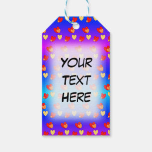 Hearts Cust. Märkre för BG Färg & Text Gift Presentetikett