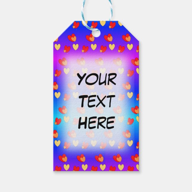 Hearts Cust. Märkre för BG Färg & Text Gift Presentetikett (Framsidan)