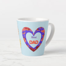 Hearts Cust. Text BEST PAPPA Latte Mugg