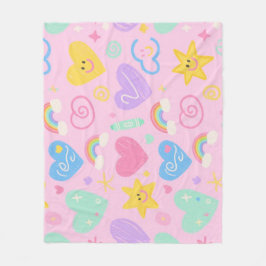 Hearts & Doodles Blanket - Mjuk pastellskärpa Fleecefilt