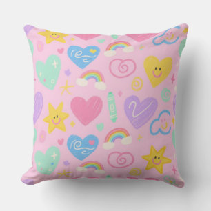 Hearts & Doodles Dekorativ kudde Cute Kidcore-acce