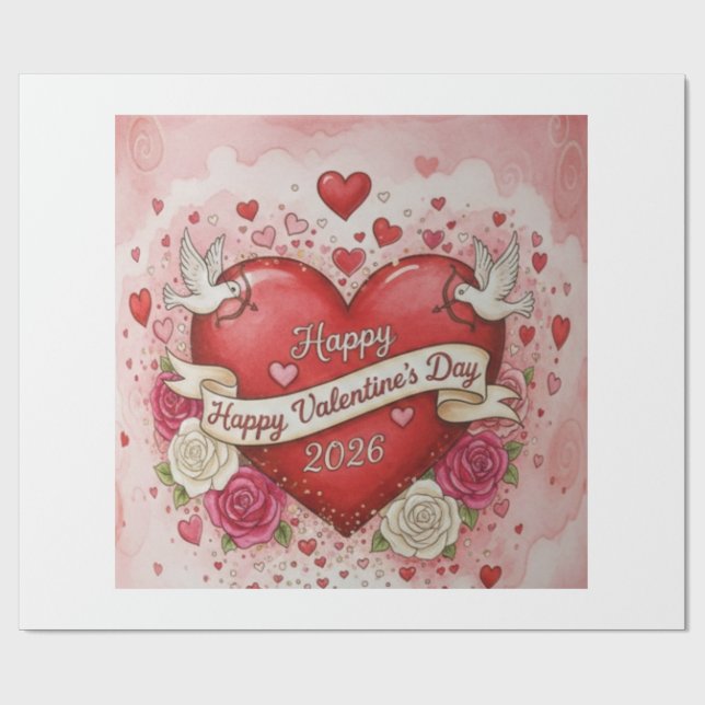 Hearts & Doves - valentine's Day 2026 Design Presentpapper (Platt)