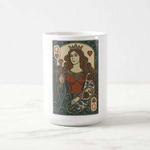 Hearts drottning - Art nouveau Rosework Porträtt Kaffemugg