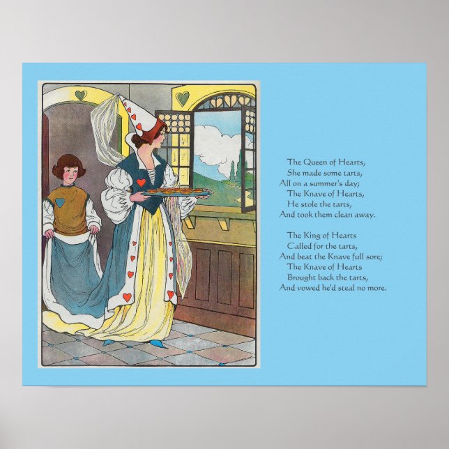 Hearts drottning gjorde några Tarts, Nursery Rhyme Poster (Framsidan)
