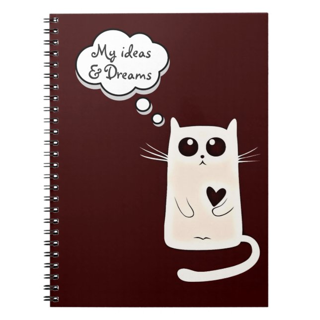 Hearts ensam Cat Ideas och Dreams Anteckningsbok (Framsidan)