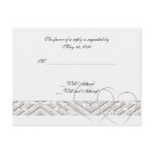 Hearts Entwed in White Silver Response Card