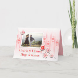 Hearts/Flowers Hugs/Kisses Photo Valentine’s Card Helgkort
