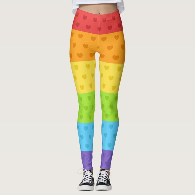 Hearts för HBT-Pridet Rainbow Färg Hearts Leggings (Framsida)