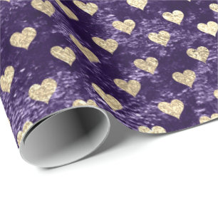 Hearts Foxier Guld Violet Lila Velvet Eggplant Presentpapper
