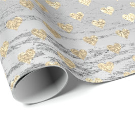 Hearts Foxier Wood Silver Grått Beach Rustic Weddi Presentpapper