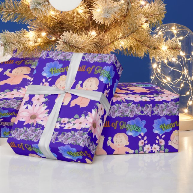 Hearts full of Giggles blue Presentpapper (Helgdagar)