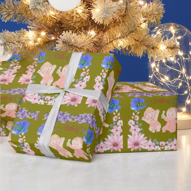 Hearts full of Giggles olive Presentpapper (Helgdagar)